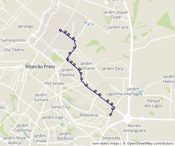 Mapa do itinerário da linha