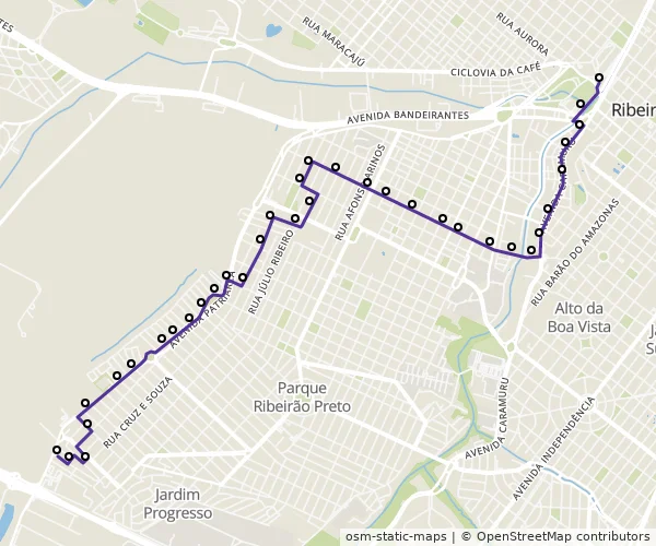 Mapa do itinerário da linha