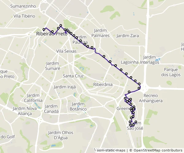 Mapa do itinerário da linha