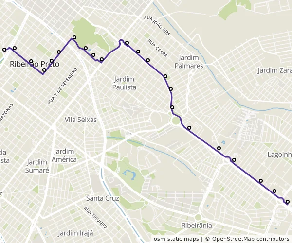 Mapa do itinerário da linha