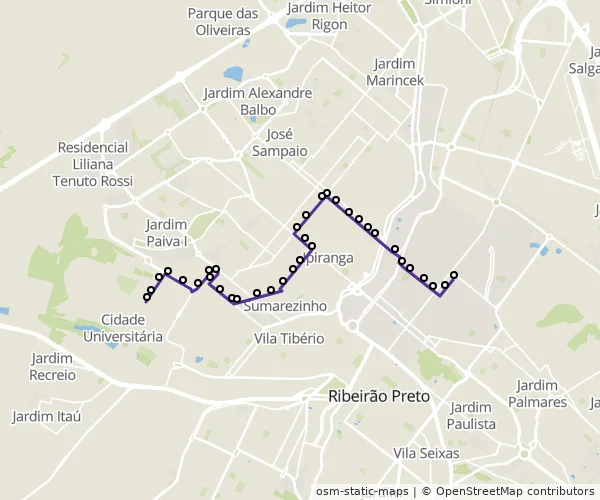 Mapa do itinerário da linha