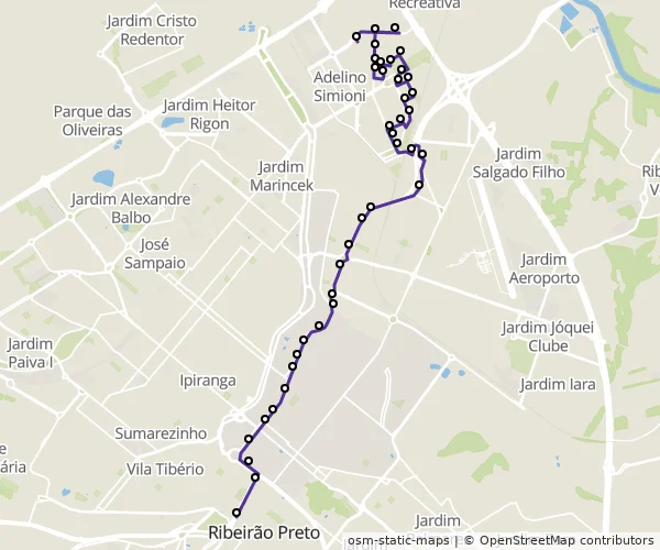 Mapa do itinerário da linha