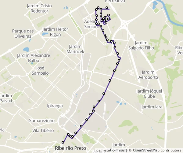 Mapa do itinerário da linha