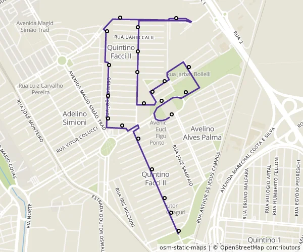 Mapa do itinerário da linha
