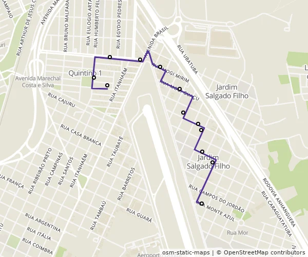 Mapa do itinerário da linha
