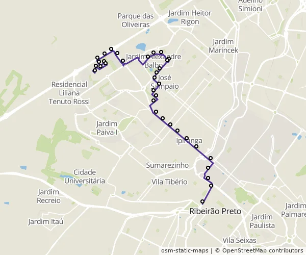 Mapa do itinerário da linha
