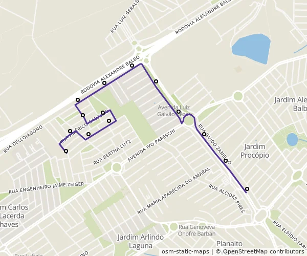 Mapa do itinerário da linha