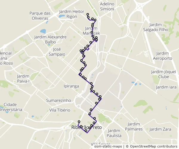Mapa do itinerário da linha