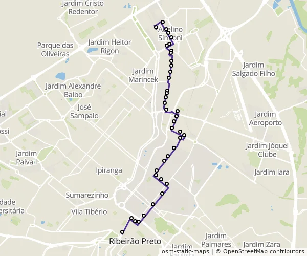 Mapa do itinerário da linha