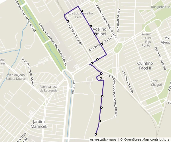 Mapa do itinerário da linha