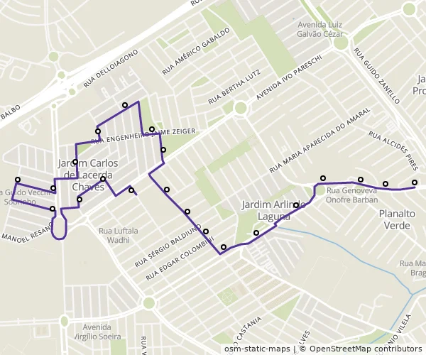 Mapa do itinerário da linha