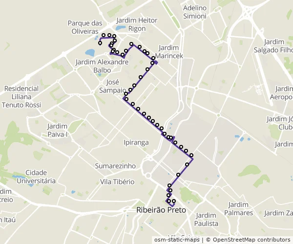 Mapa do itinerário da linha