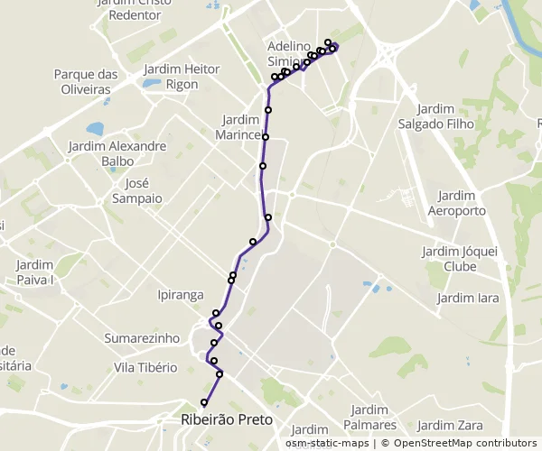 Mapa do itinerário da linha