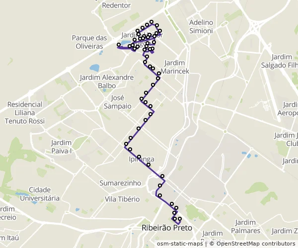 Mapa do itinerário da linha
