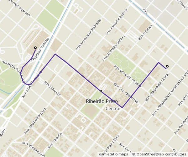 Mapa do itinerário da linha