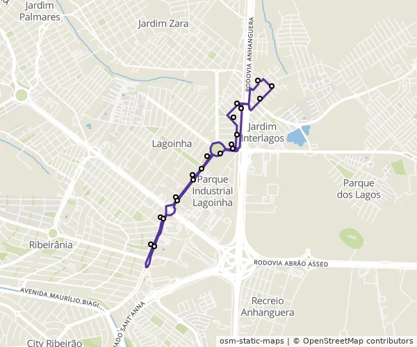 Mapa do itinerário da linha