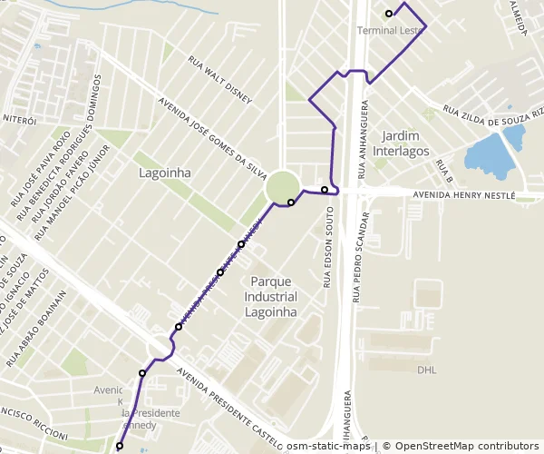 Mapa do itinerário da linha
