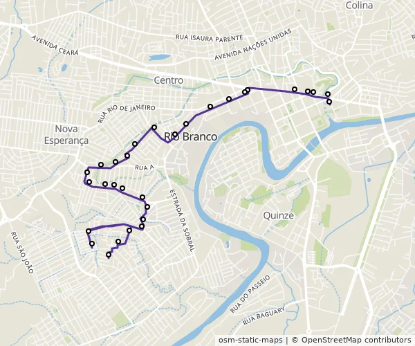 Mapa do itinerário da linha