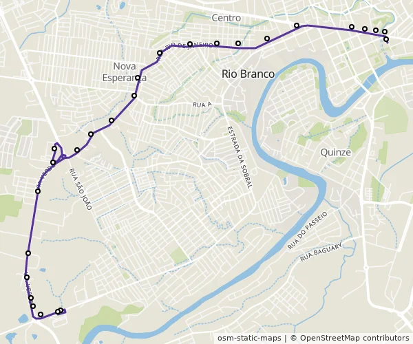 Mapa do itinerário da linha