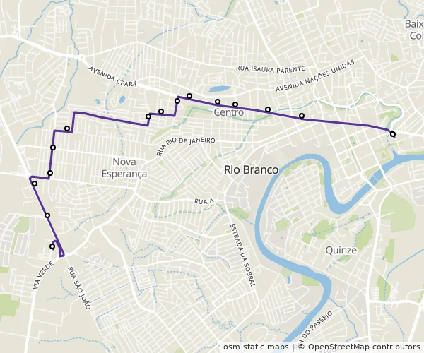 Mapa do itinerário da linha