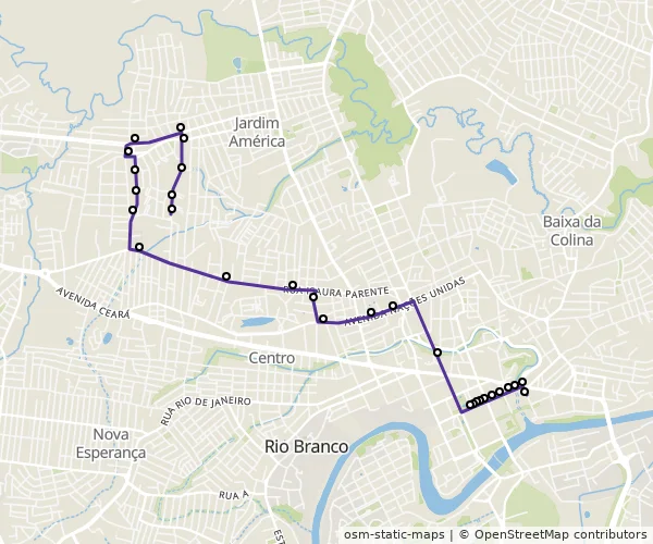 Mapa do itinerário da linha