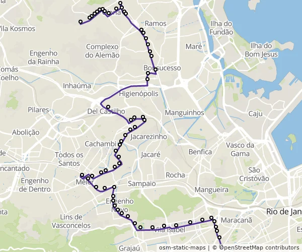 Mapa do itinerário da linha