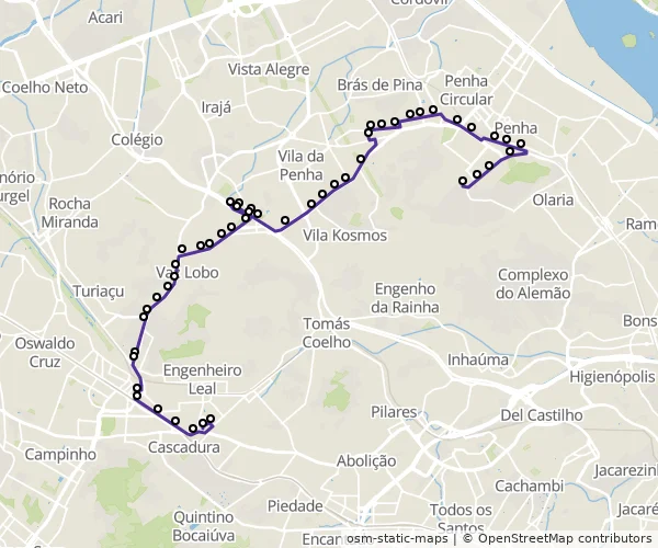 Mapa do itinerário da linha
