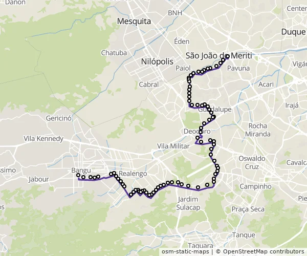 Mapa do itinerário da linha