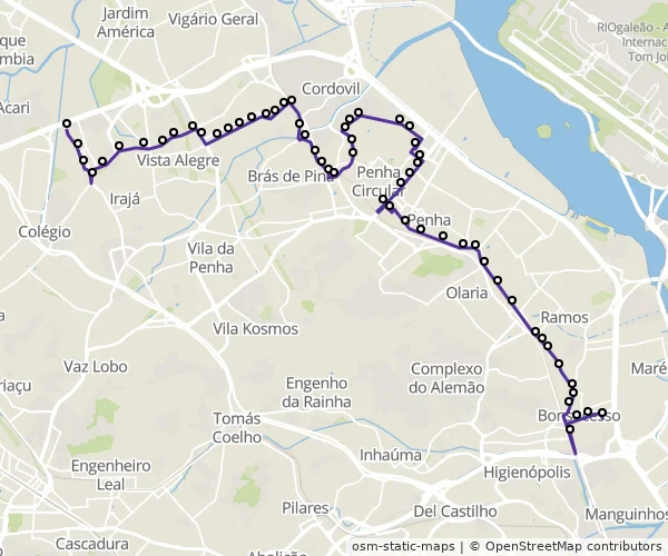 Mapa do itinerário da linha