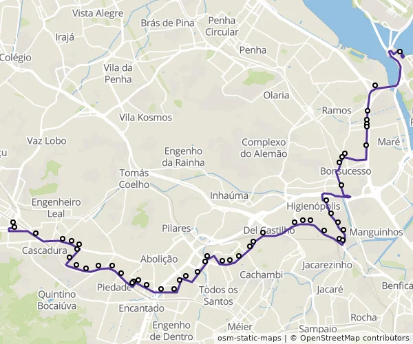 Mapa do itinerário da linha