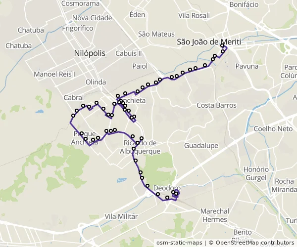 Mapa do itinerário da linha