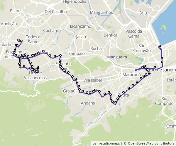 Mapa do itinerário da linha