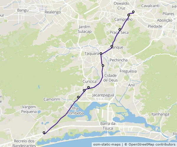 Mapa do itinerário da linha