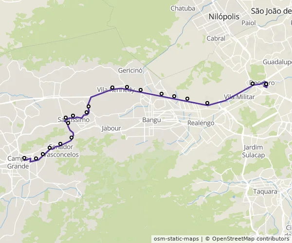 Mapa do itinerário da linha