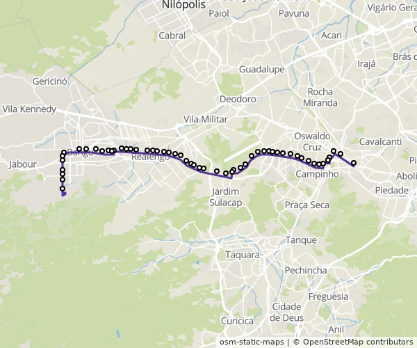 Mapa do itinerário da linha