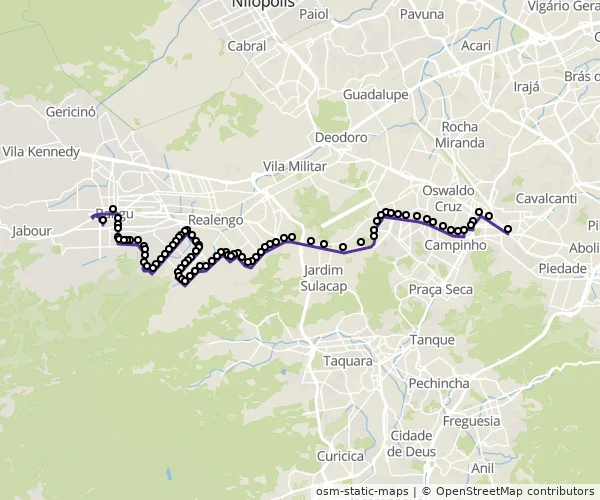 Mapa do itinerário da linha