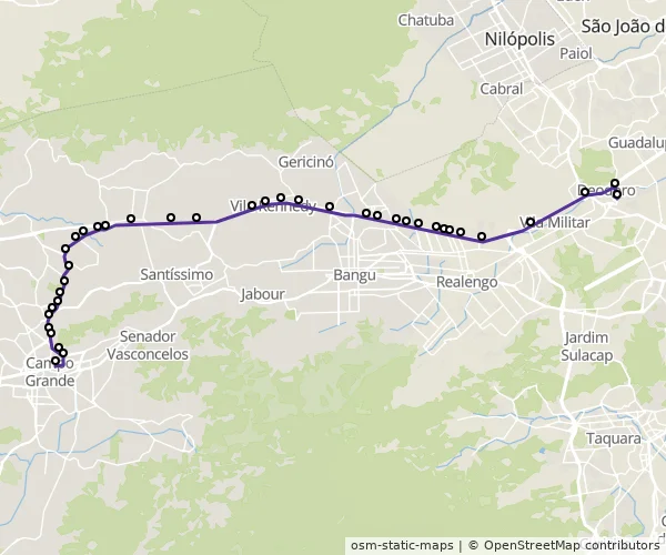 Mapa do itinerário da linha