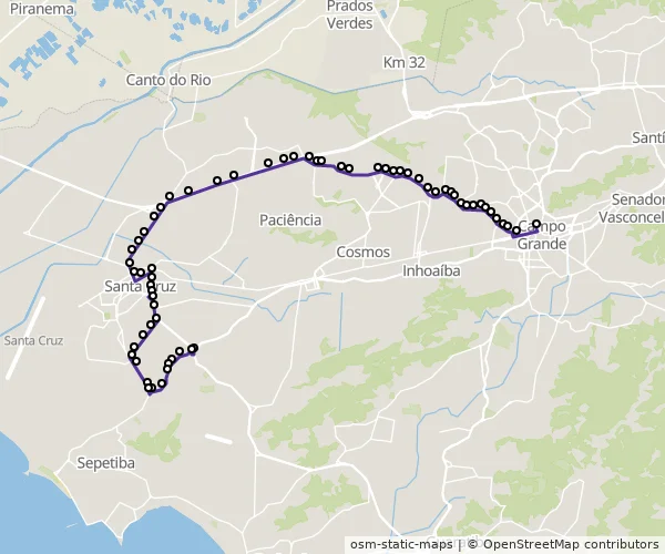 Mapa do itinerário da linha
