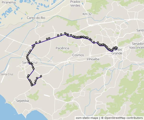 Mapa do itinerário da linha