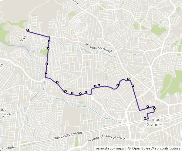 Mapa do itinerário da linha
