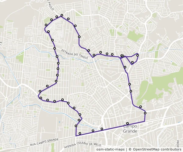 Mapa do itinerário da linha