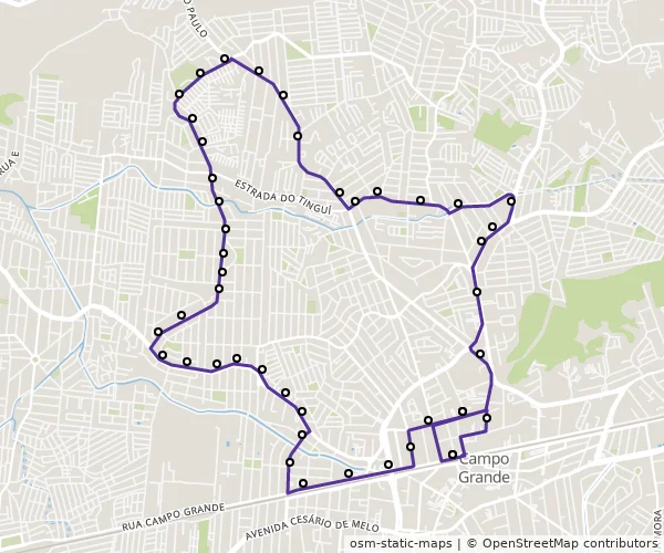 Mapa do itinerário da linha
