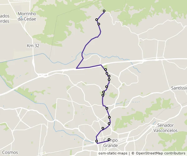 Mapa do itinerário da linha