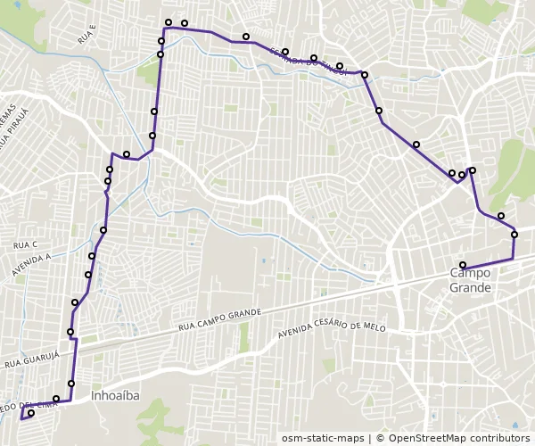 Mapa do itinerário da linha