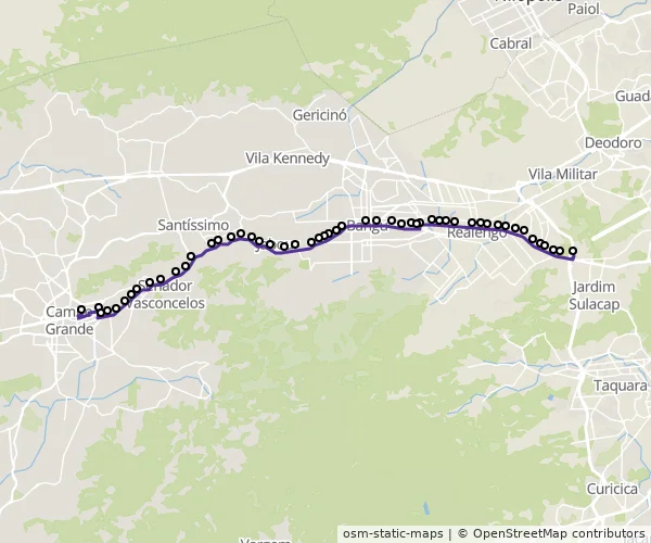 Mapa do itinerário da linha