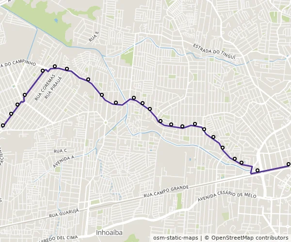 Mapa do itinerário da linha