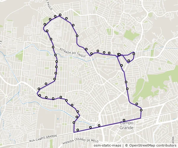 Mapa do itinerário da linha