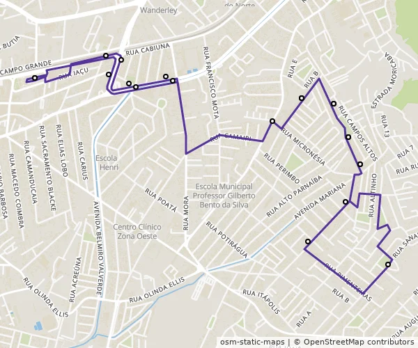 Mapa do itinerário da linha