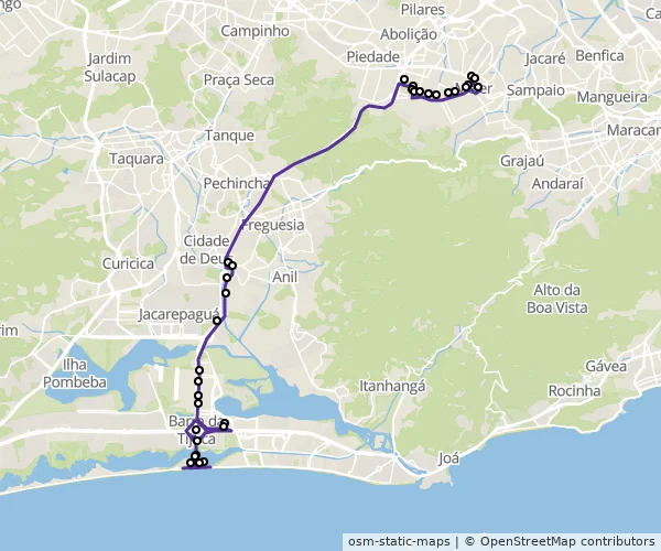Mapa do itinerário da linha