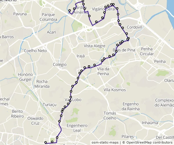Mapa do itinerário da linha